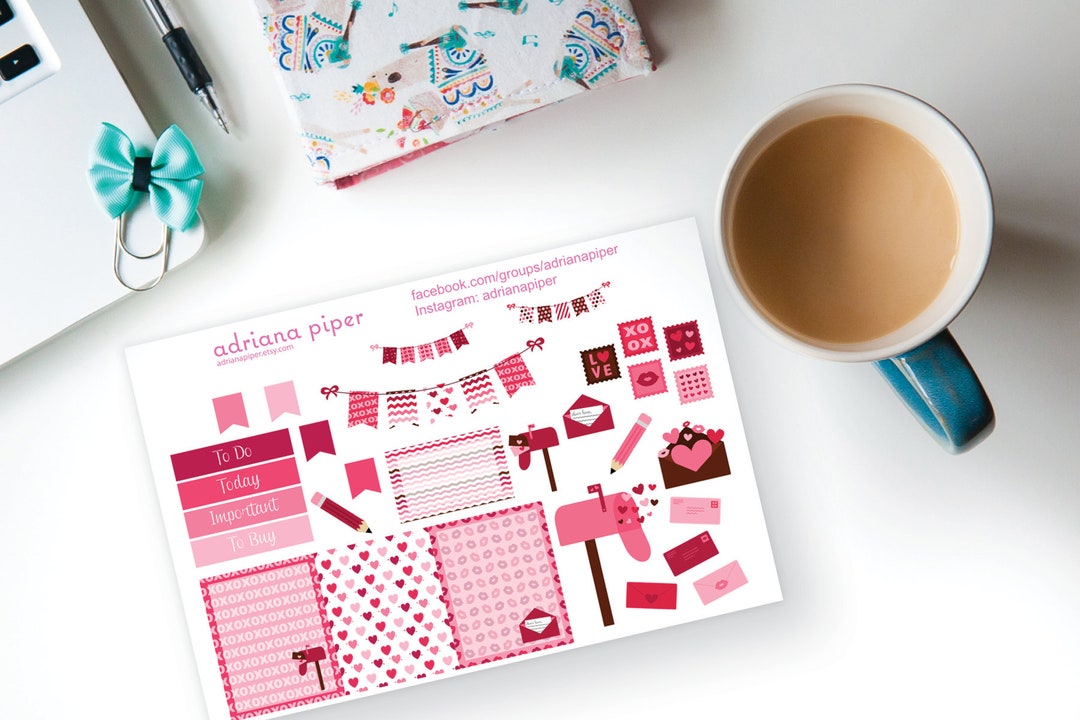 Valentines Kit 1 Stickers for Erin Condren Life Planner, Plum Paper ...