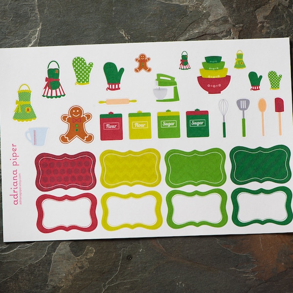 Holiday Baking Stickers for Erin Condren Life Planner, Plum Paper Planner, Filofax, Kikki K, Calendar or Scrapbook SH-102