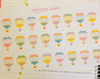 Hot Air Balloons 24 ct for Erin Condren Life Planner, Plum Paper Planner, Filofax, Kikki K, Calendar or Scrapbook TR-105