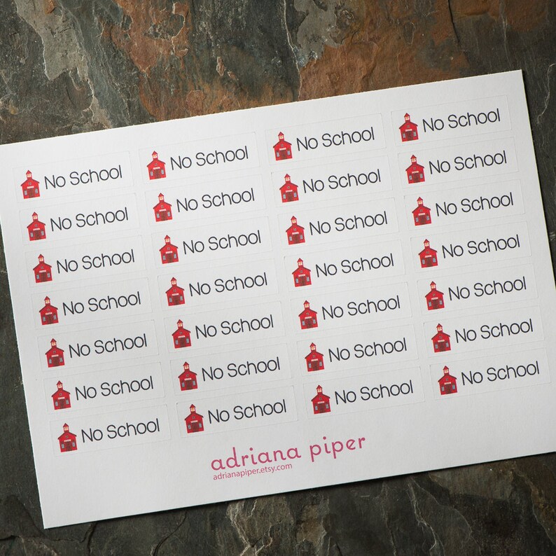 No School Stickers for Erin Condren Life Planner Calendar or Scrapbook SK-225 Kikki K Filofax Plum Paper Planner