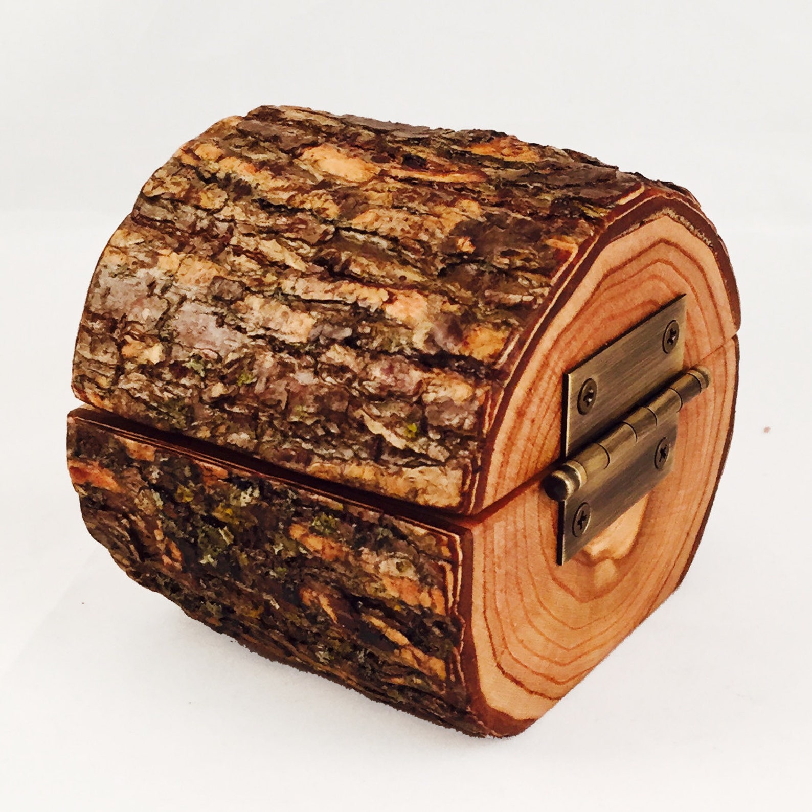 Natural Tree Wood Ring Holder With Flip Top & Hinge Etsy