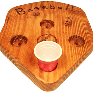 Baseball Drinking Game Made Out of Natural Solid & Stained Hardwood image 1