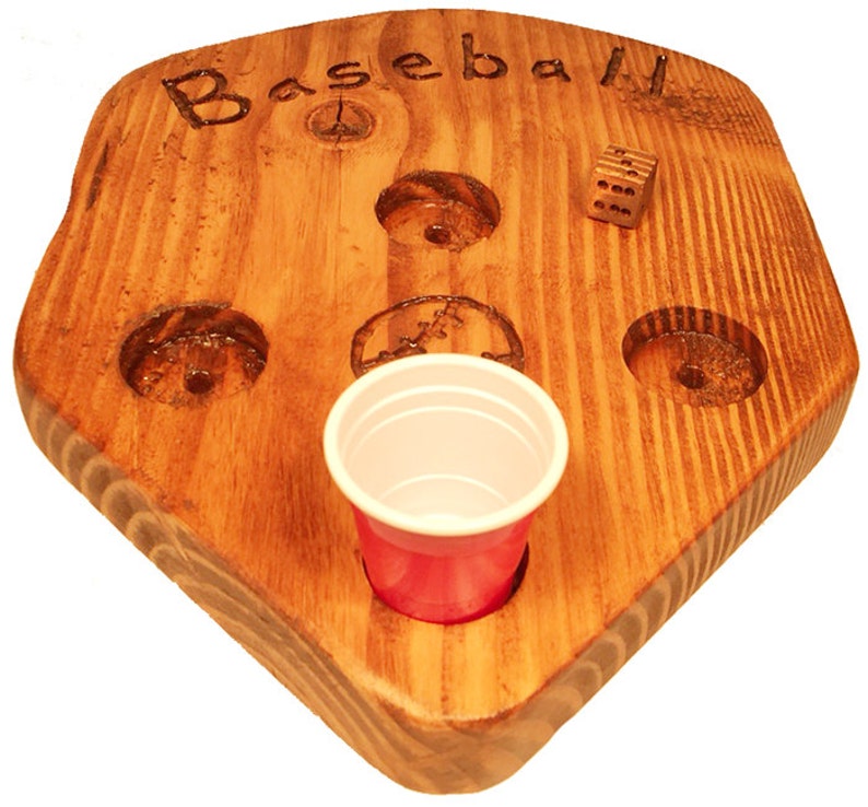 Baseball Drinking Game Made Out of Natural Solid & Stained Hardwood image 1