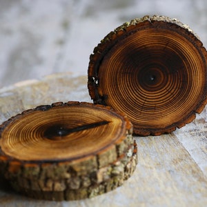 Shou Sugi Ban Style Burned Natural Tree Wood Coasters with Bark (4 or 6 Pack) | Japanese Style Tree Wood Coasters | Shou Sugi Japanese