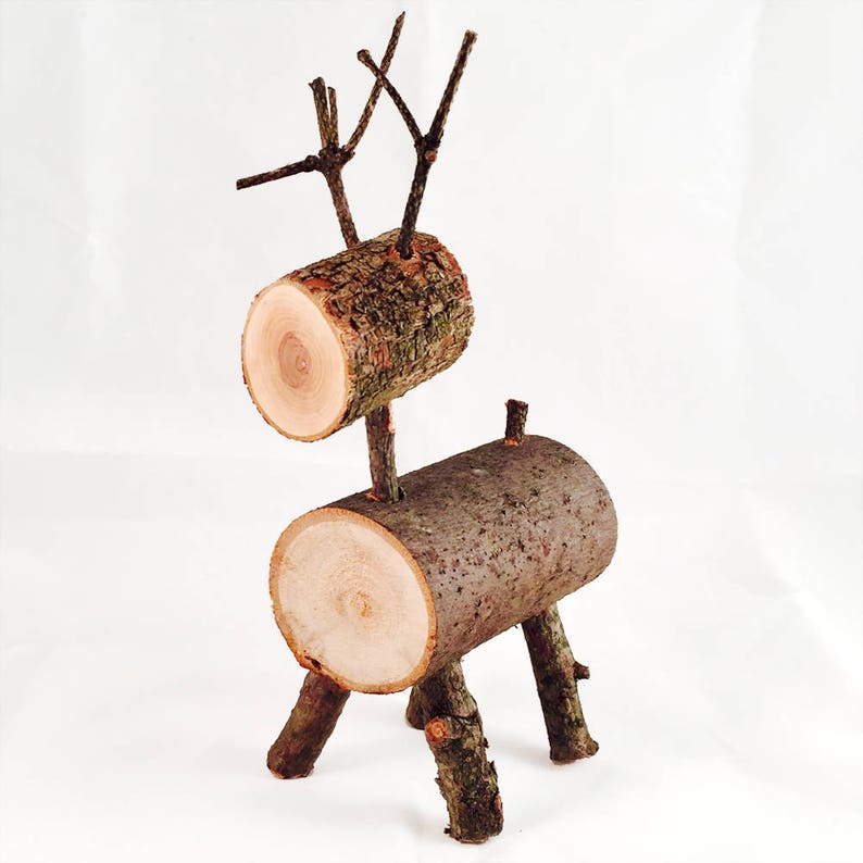 Wood Deer Decoration Rustic Table Top Wood Deer Handmade Etsy