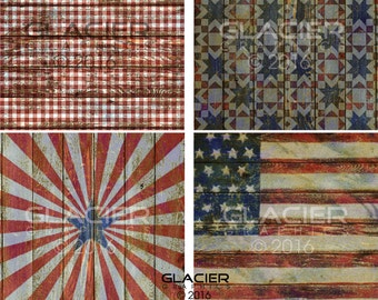 4th of July Digital Woodgrain Collage Sheets Vintage Independence Day Wood Backgrounds Digital Instant Download Rustic American Printables