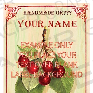 DIY Cherry Canning Labels Vintage Cherry Jam Tags Cherry Syrup Gift Labels Digital Download Cherry Liqueur Labels Template YOU ADD Text