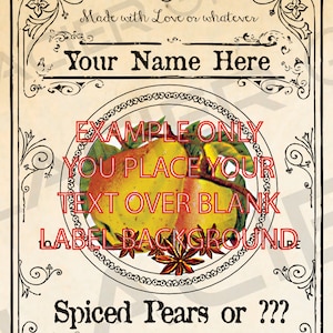 Blank Spiced Pears Canning Label Vintage Pears Tags YOU ADD TEXT Spiced Pears Digital Download Canning Labels Rustic Pears Gift Tag