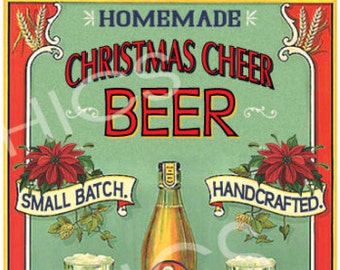 Vintage Homemade Christmas Beer Labels Digital Download Christmas Printable Beer Tags Scrapbook Beer Graphics Collage Sheet Clip Art