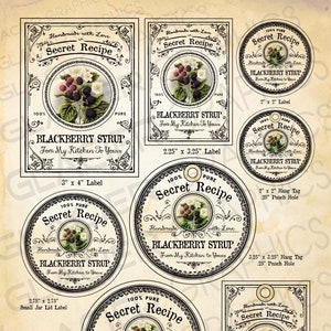 DIY Canning Labels Set Blackberry Syrup Canning Labels Hang Tags Blackberry Syrup Labels Blackberries Illustration Clip Art Print Vintage