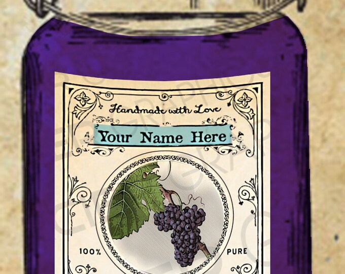 Grape Jar Label Grape Jelly Label Grape Canning EDITABLE | Etsy