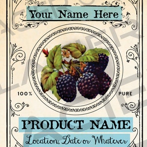 Blackberries Label  Blackberry Canning Labels Download Blackberry Syrup Label EDITABLE Digital Download Printable Tag Clip Art Gift Tag