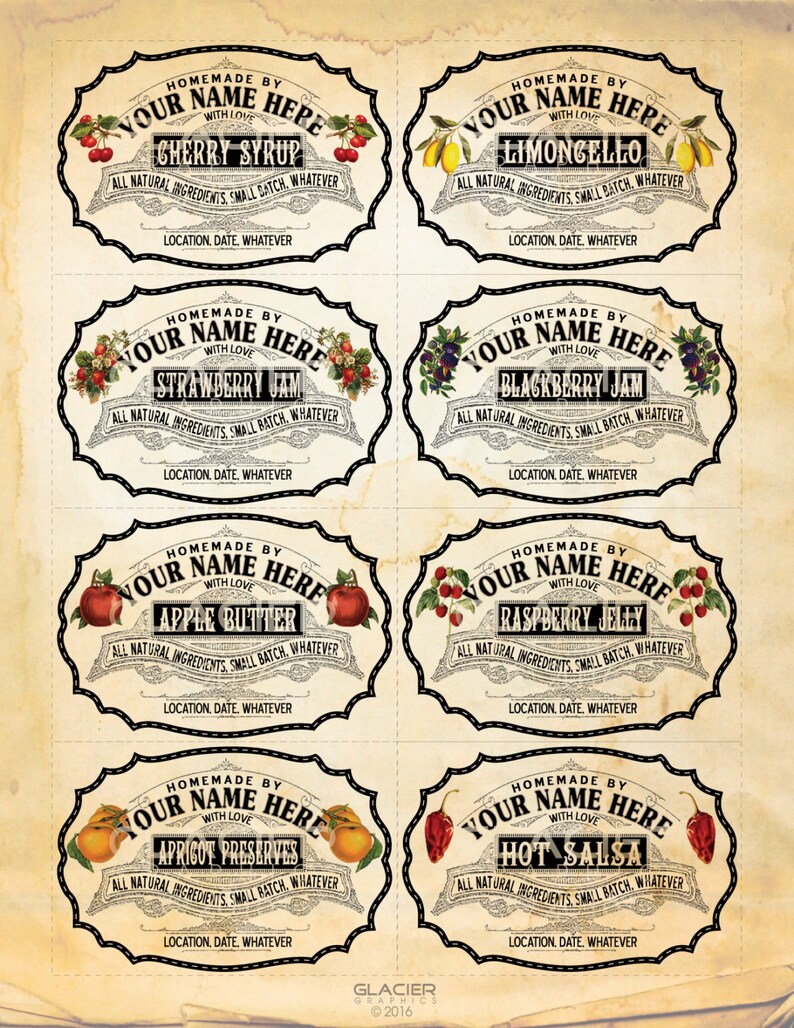 Custom Victorian Labels Vintage Canning Labels Download Custom Etsy