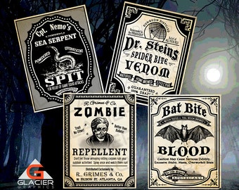 Vintage Halloween Potion Labels, Witchcraft Printable (Digital Download)