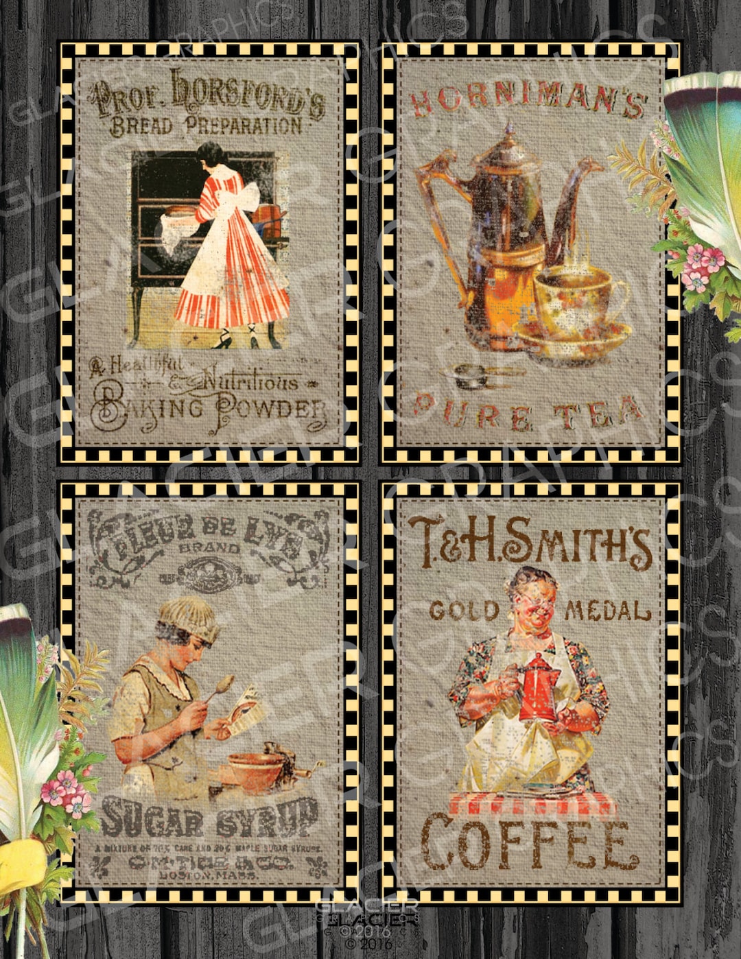 Country Farmhouse Printable Grain Sack Prim ATC Vintage ACEO Cards ...