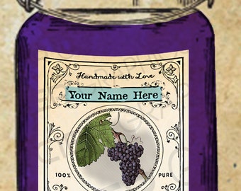 Grape Jar Label Grape Jelly Label Grape Canning EDITABLE Digital Download Printable Tag Instant Download Gift Tag Canning Labels Download