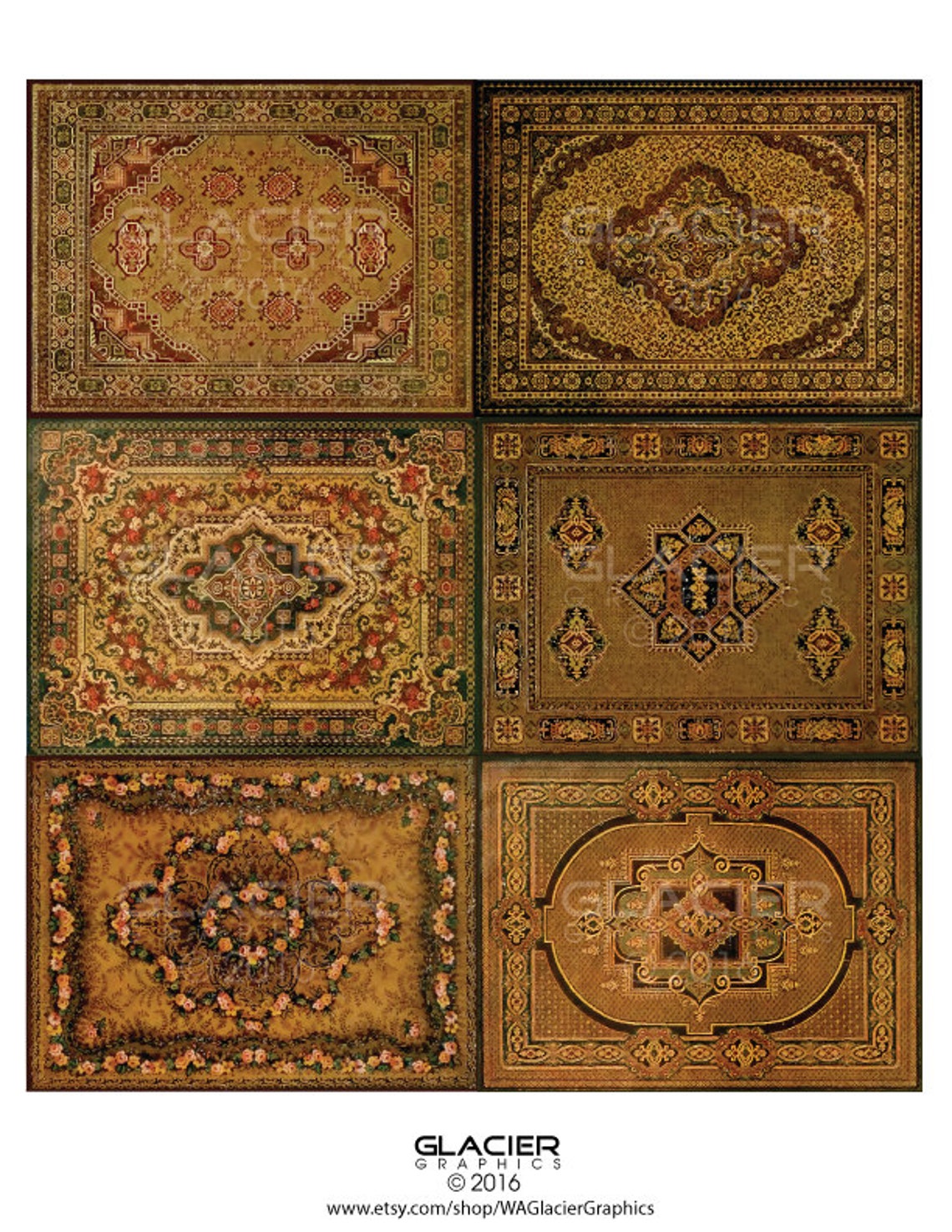 Printable Scrapbooking Paper VICTORIAN RUG PATTERN Vintage Digital ...