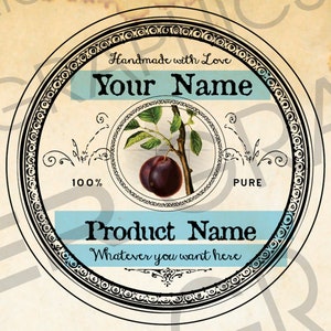 Large Mouth Round Plum Labels 2.5in Large Round Plum Canning Labels DIY Plum Jam Tags Plum Gift Tag Round Plum Preserves