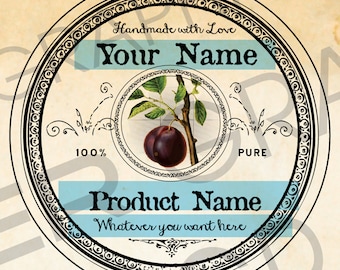 Large Mouth Round Plum Labels 2.5in Large Round Plum Canning Labels DIY Plum Jam Tags Plum Gift Tag Round Plum Preserves