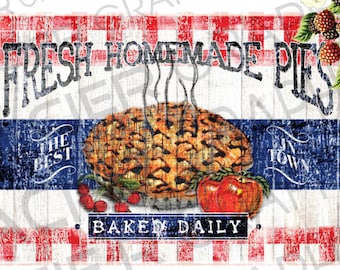 Country Farm Style Homemade Apple Pies Sign Prim Labels Digital Download Country Farmhouse Printable Apple Pie Collage Clip Art Americana