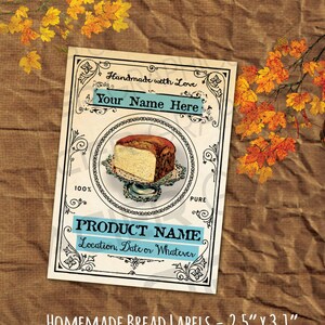 Homemade Bread Label Editable Gift Tags Bread Label Baking Labels Bakery Printable Collage Sheet Clip Art, Jar Label Tag