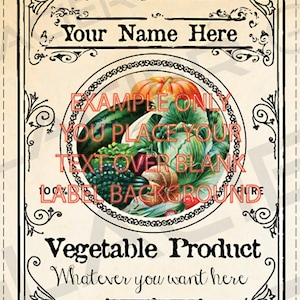 Blank Vegetables Canning Label Vintage Vegetable Tags YOU ADD TEXT Vegetables Digital Download Canning Labels Rustic Vegetable Gift Tag