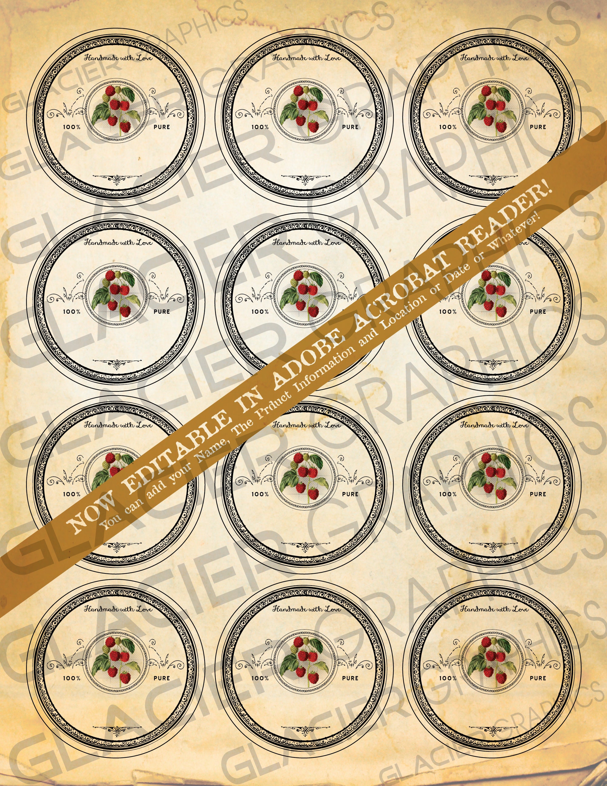 Raspberry Name Tag Large Mouth Round Red Raspberry Labels 2.5in Large Round Raspberry ...