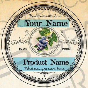 Large Mouth Round Wild Huckleberry Labels 2.5in Large Round Huckleberry Canning Labels DIY Huckleberry Tags Gift Tag Round Huckleberry Tag