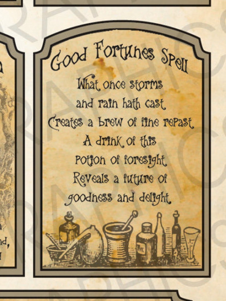 Halloween Witch Spell Cards Fortune Teller Tag Halloween Witch Etsy