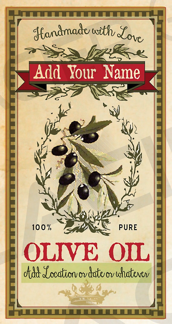 DIY Homemade Olive Oil Labels Editable Gift Tags Bottle Label Etsy