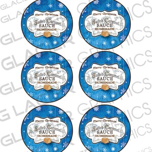 Christmas Homemade Salted Caramel Sauce Label Round Circle Digital ...