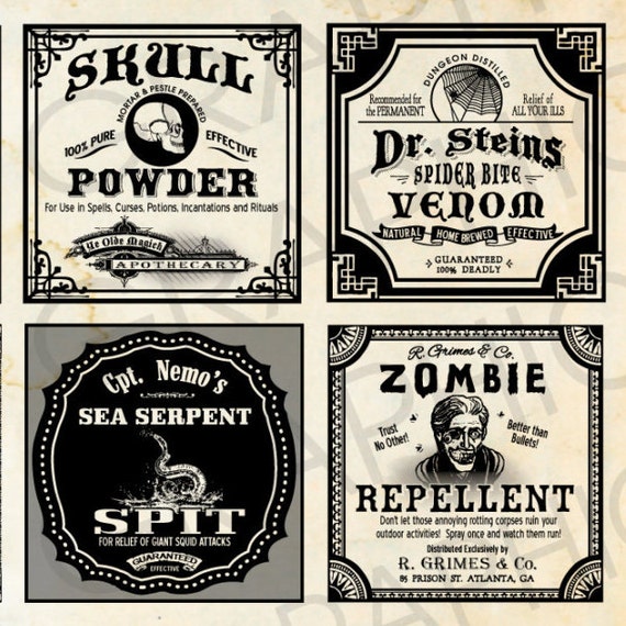 Vintage Halloween apothecary labels - Style24