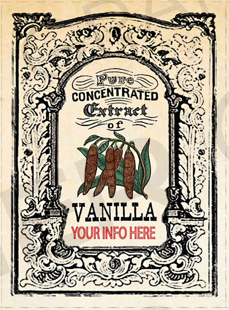 you add text homemade vanilla extract labels vintage
