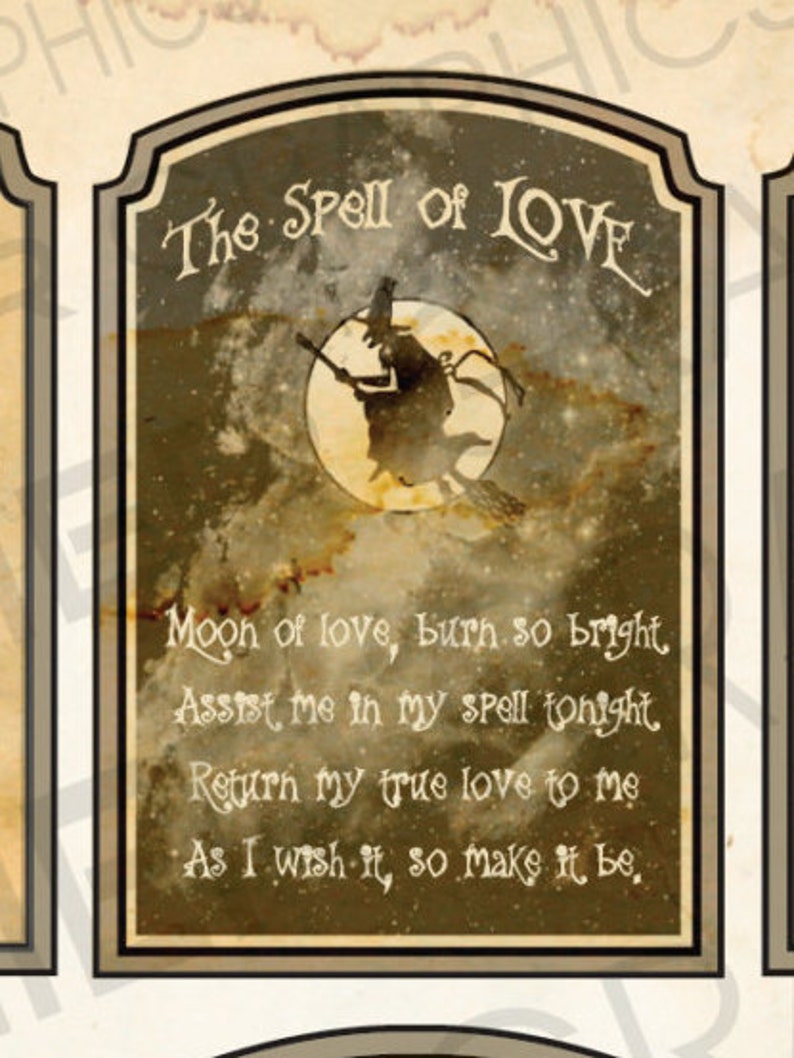 Halloween Witch Spell Cards Fortune Teller Tag Halloween Witch Etsy