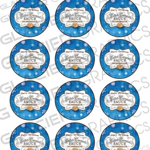 Christmas Homemade Salted Caramel Sauce Label Round Circle Digital ...