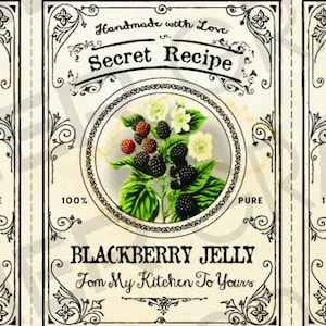 Digital Blackberry Jelly Label Apothecary Gift Bottle Label Blackberry Label Blackberries Printable Collage Sheet Canning Labels Download