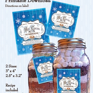 DIY Christmas Hot Cocoa Mix Label Chocolate Mix Tag Digital Download Printable Style Image Clip Art Collage Sheet Hot Chocolate Mix Recipe