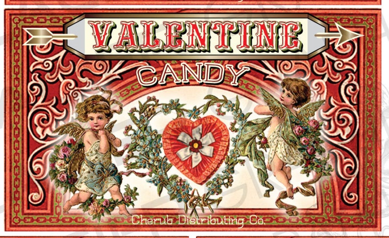 Vintage Valentine Candy Label Digital Download Printable Scrapbook Valentine Tag Valentine Candy Collage Sheet Victorian Valentine Candy Tag image 2