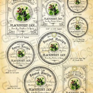 DIY Canning Labels Set Blackberry Canning Labels Download Hang Tags Blackberry Jam Labels Blackberries Illustration Clip Art Print Vintage