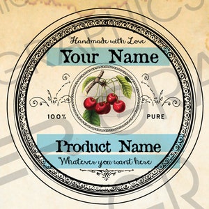Large Mouth Round Cherry Labels 2.5in Large Round Cherries Canning Labels DIY Cherry Jam Tags Cherry Gift Tag Round Cherry Preserves