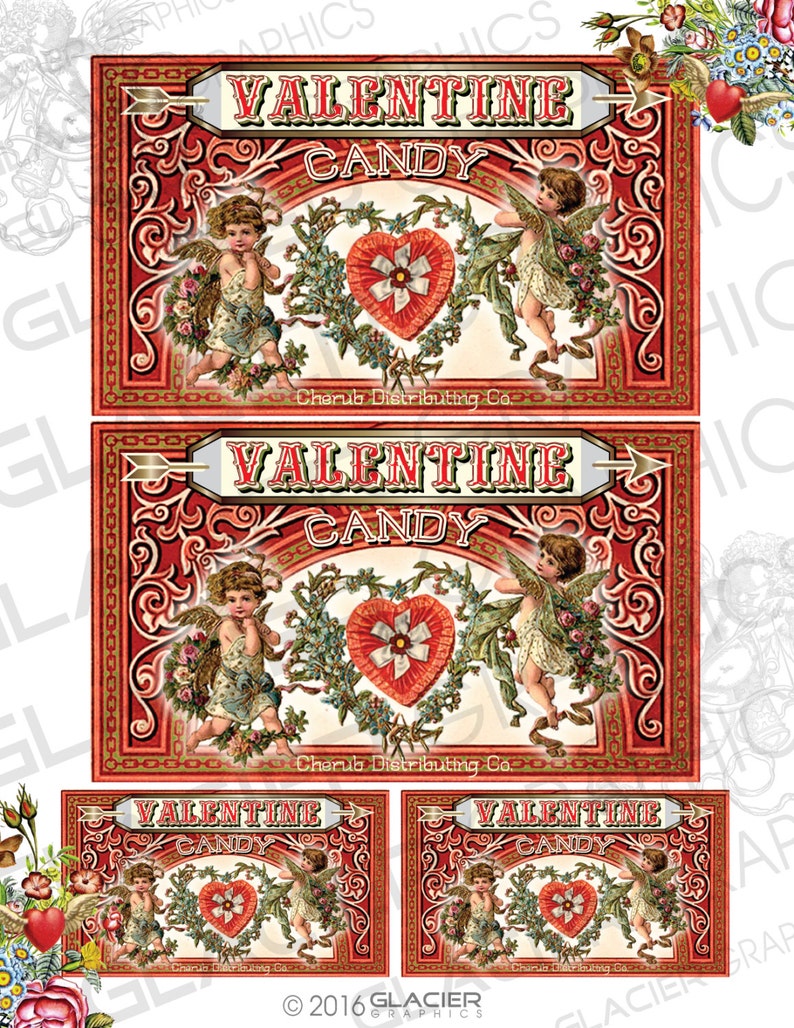 Vintage Valentine Candy Label Digital Download Printable Scrapbook Valentine Tag Valentine Candy Collage Sheet Victorian Valentine Candy Tag image 4