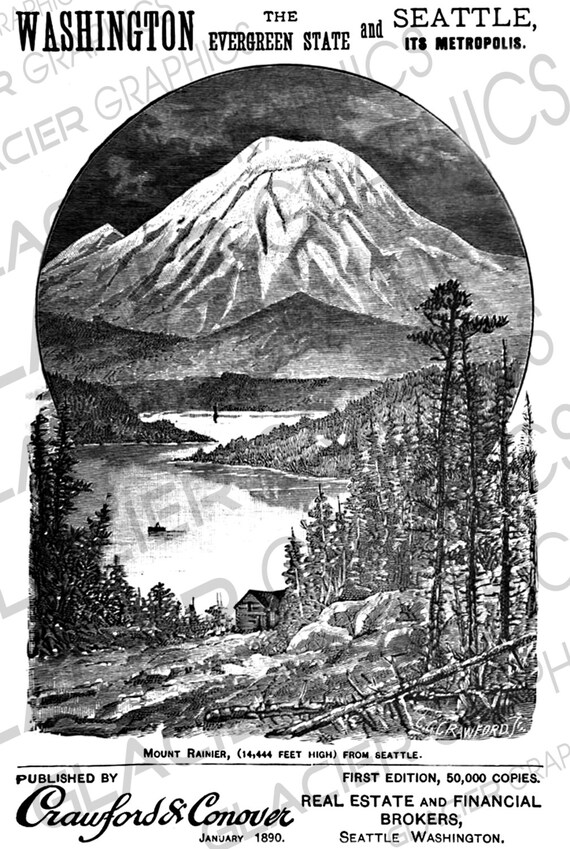 Vintage Washington The Evergreen State Mt Rainier Etsy etsy