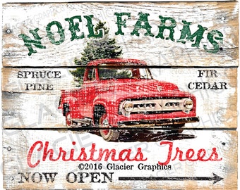 LARGE Country Christmas Tree Farm Primitive Sign Digital 20"x16" 14"x11" Country Farmhouse Christmas Printable Scrapbook Collage Sheet