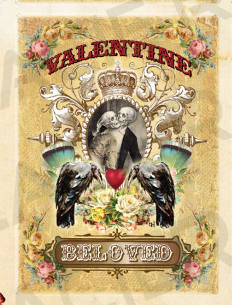 Goth Victorian Valentine Cards Printable DIY Gothic Grunge Etsy