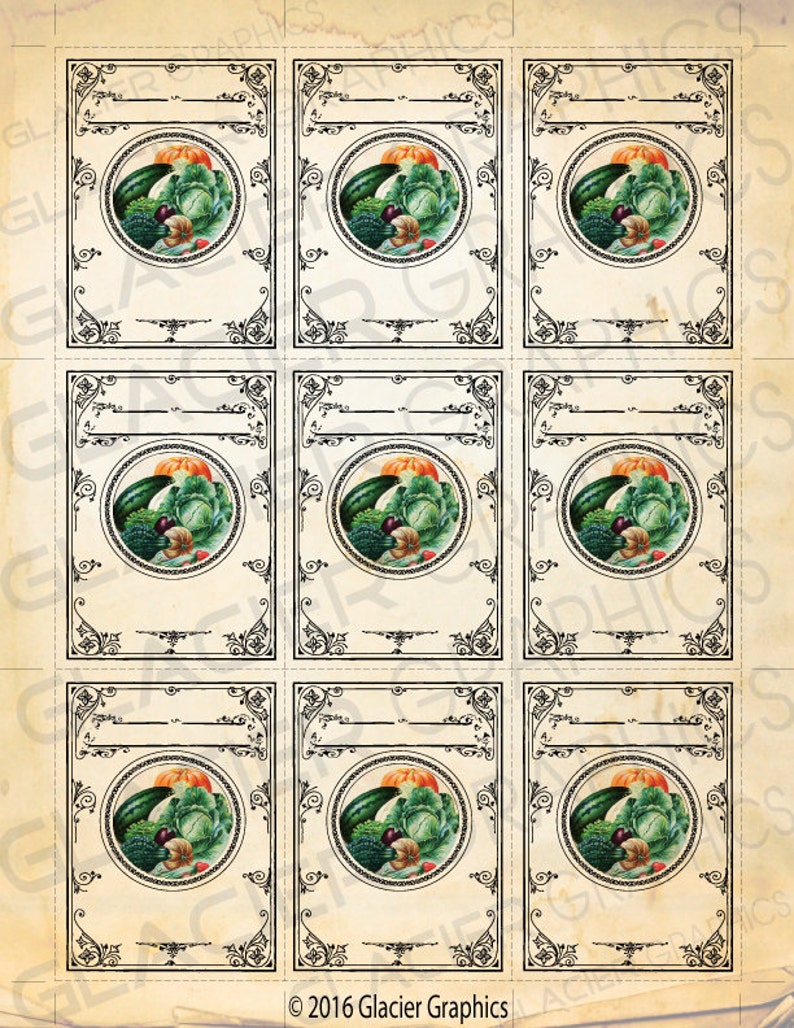 Blank Vegetables Canning Label Vintage Vegetable Tags YOU ADD TEXT Vegetables Digital Download Canning Labels Rustic Vegetable Gift Tag