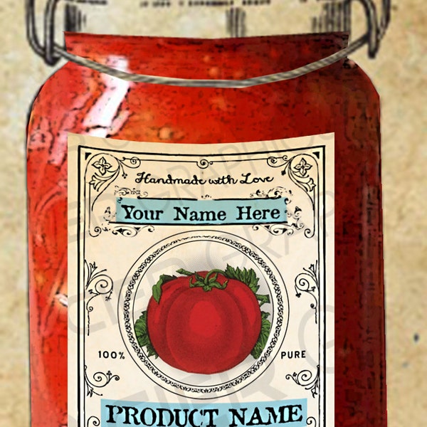 Tomatoes Label Tomatoes Canning Label Country Tomato Tags EDITABLE Digital Download Instant Download DIY Tomato Canning Labels Download