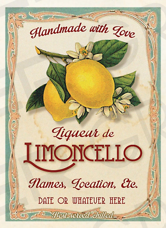Customized Vintage Art Deco Style Limoncello Labels Digital Etsy
