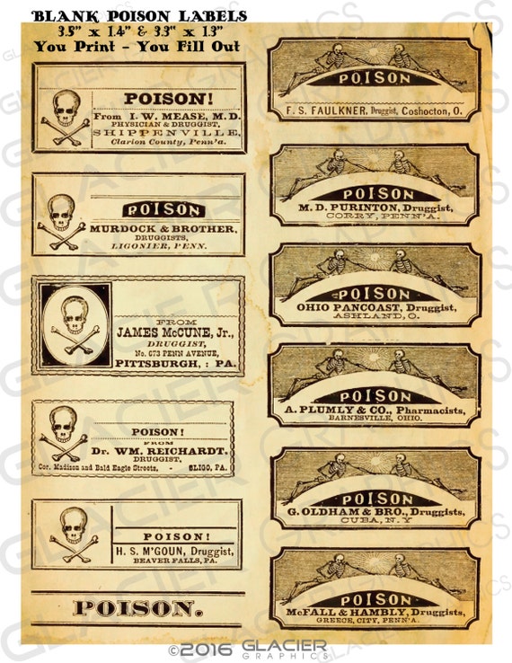 blank halloween printable poison labels digital download