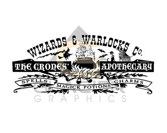 Wizards & Warlocks Co. The Crones' Apothecary SVG Halloween Die Cut Clipart Witch Sticker Decoration Digital File DXF PNG Stencil