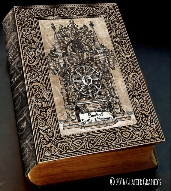 Book of Witch Spells & Fortunes Witch Spell Book Cover Halloween Digital Download Printable Vintage Image Clip Art Scrapbook Collage Sheet